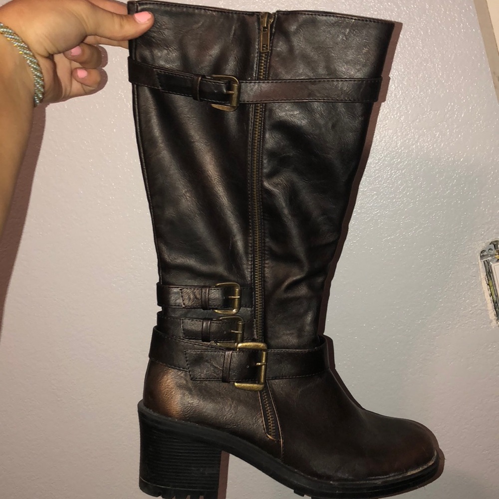 Brown knee high fall boots